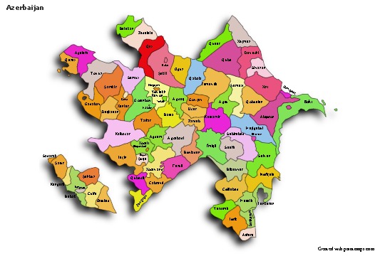 Sample Maps for Azerbaijan (colored,shadowy)