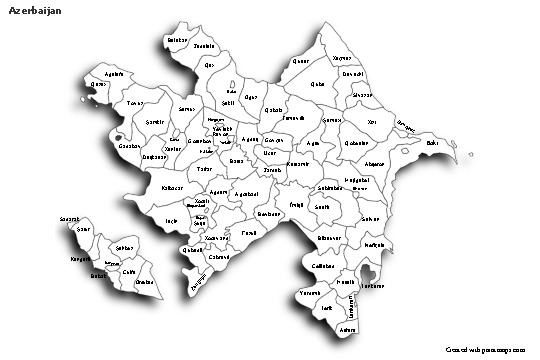 Sample Maps for Azerbaijan (black-white,shadowy)