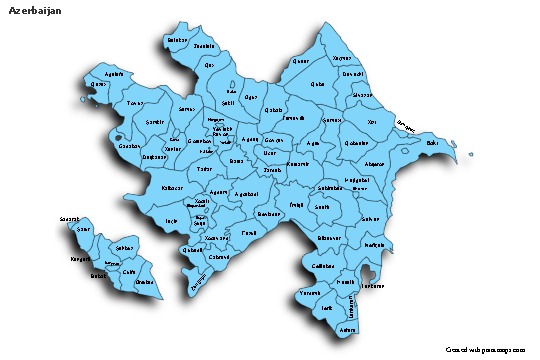 Sample Maps for Azerbaijan (blue,shadowy)