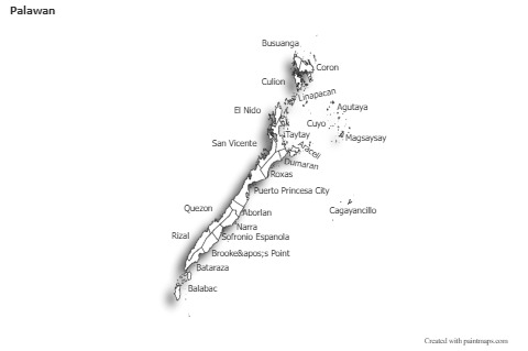 Sample Maps for Palawan (black-white,shadowy)