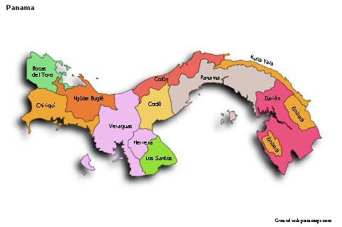 Sample Maps for Panama (colored,shadowy)