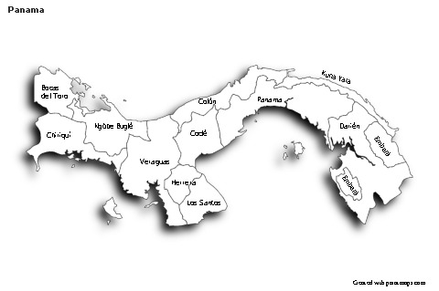 Sample Maps for Panama (black-white,shadowy)