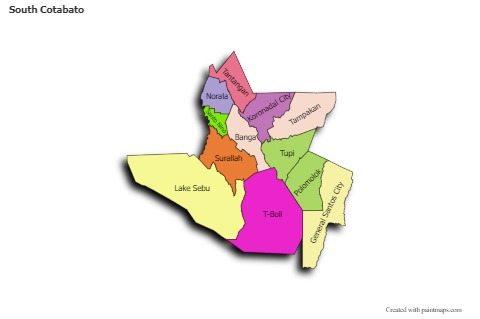 Contoh Peta untuk South Cotabato (berwarna,bayangan)