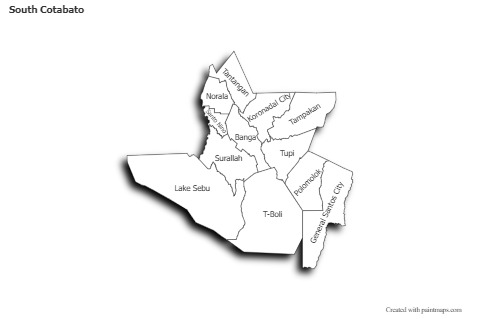 Contoh Peta untuk South Cotabato (hitam-putih,bayangan)