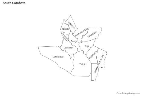Contoh Peta untuk South Cotabato (hitam-putih)