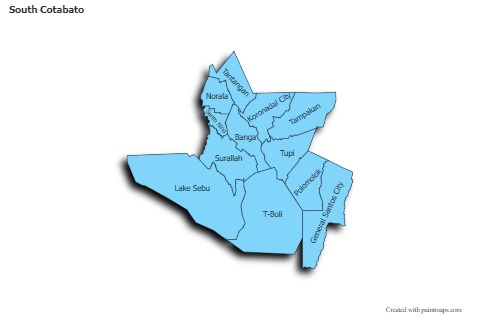 Contoh Peta untuk South Cotabato (biru,bayangan)