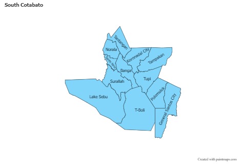Contoh Peta untuk South Cotabato (biru,garis luar,bayangan)