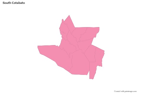 Contoh Peta untuk South Cotabato (merah jambu,garis besar)