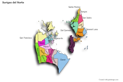 Contoh Peta untuk Surigao del Norte (berwarna,bayangan)