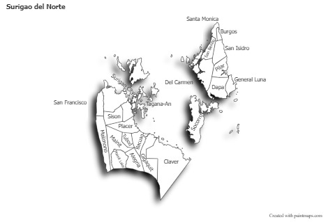 Contoh Peta untuk Surigao del Norte (hitam-putih,bayangan)