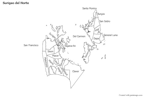 Contoh Peta untuk Surigao del Norte (hitam-putih)