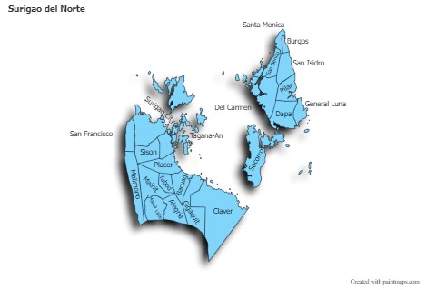 Contoh Peta untuk Surigao del Norte (biru,bayangan)