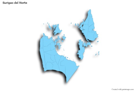 Contoh Peta untuk Surigao del Norte (biru,garis luar,bayangan)