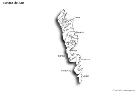 Sample Maps for Surigao del Sur (black-white,shadowy)