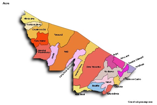 Exemplos de mapas para Acre (colorido,sombreado)