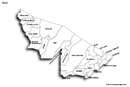 Exemplos de mapas para Acre (preto-branco,sombra)