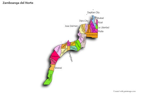 Mapas de muestra para Zamboanga del Norte (coloreado,sombrío)