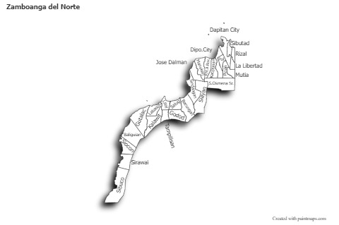 Mapas de muestra para Zamboanga del Norte (blanco-negro,sombrío)
