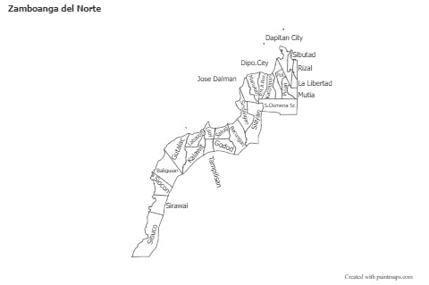 Mapas de muestra para Zamboanga del Norte (blanco-negro)