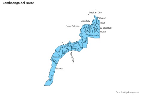 Mapas de muestra para Zamboanga del Norte (azul)