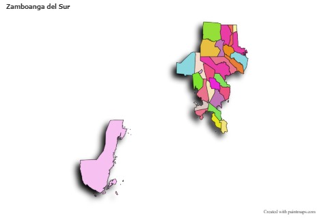 Contoh Peta untuk Zamboanga del Sur (berwarna,bayangan)