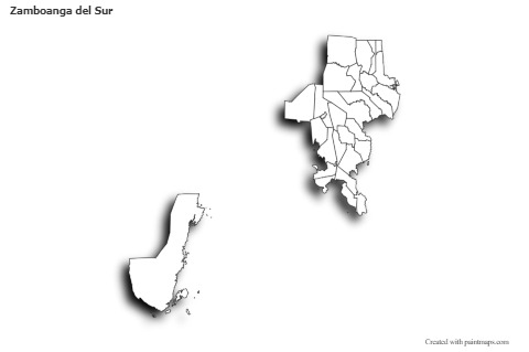 Contoh Peta untuk Zamboanga del Sur (hitam-putih,bayangan)