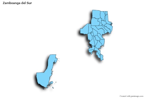 Contoh Peta untuk Zamboanga del Sur (biru,bayangan)