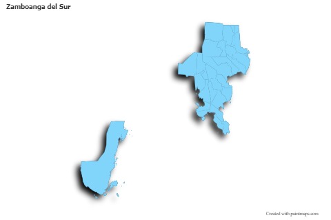 Contoh Peta untuk Zamboanga del Sur (biru,garis luar,bayangan)