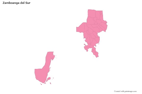 Contoh Peta untuk Zamboanga del Sur (merah jambu,garis besar)
