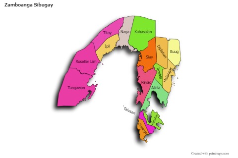 Mapas de muestra para Zamboanga Sibugay (coloreado,sombrío)