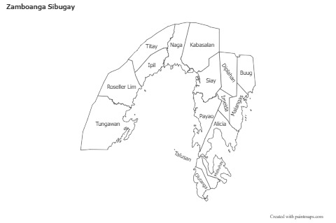 Mapas de muestra para Zamboanga Sibugay (blanco-negro)