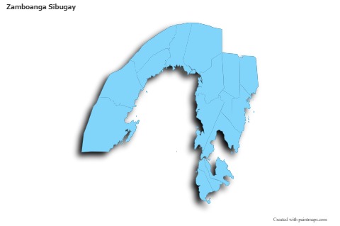 Mapas de muestra para Zamboanga Sibugay (azul,contorno,sombrío)