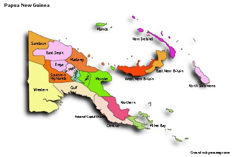 Sample Maps for Papua New Guinea (colored,shadowy)
