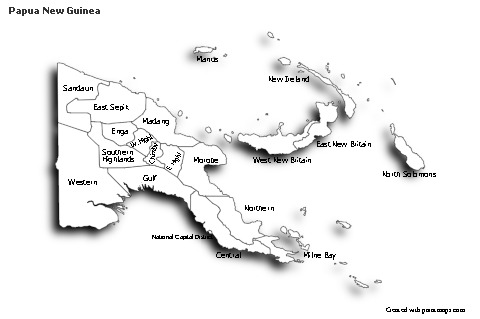 Sample Maps for Papua New Guinea (black-white,shadowy)