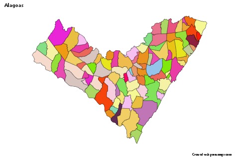 Mapas de muestra para Alagoas (coloreado)