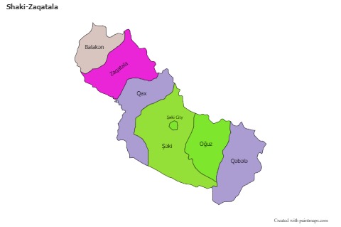 Contoh Peta untuk Shaki-Zaqatala (berwarna)