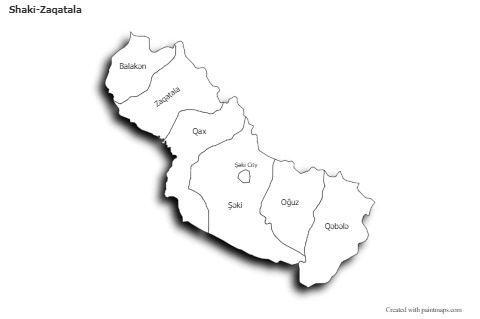 Contoh Peta untuk Shaki-Zaqatala (hitam-putih,bayangan)
