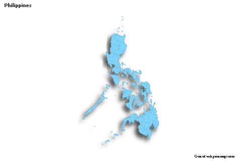 Contoh Peta untuk Filipina (biru,garis luar,bayangan)