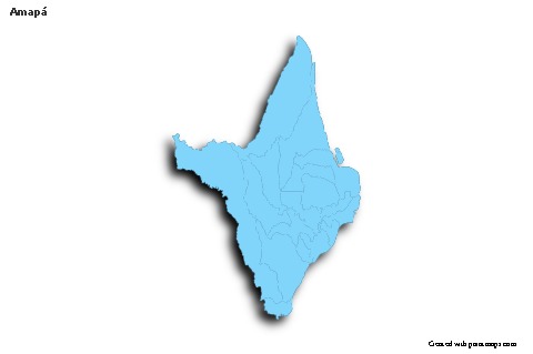 Contoh Peta untuk Amapá (biru,garis luar,bayangan)