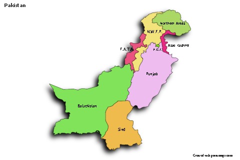 Sample Maps for Pakistan (colored,shadowy)