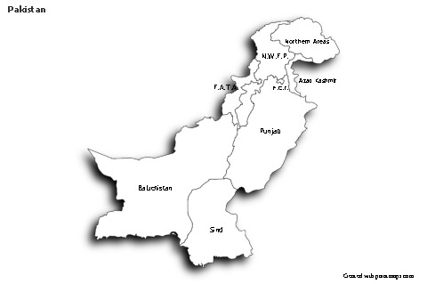 Sample Maps for Pakistan (black-white,shadowy)