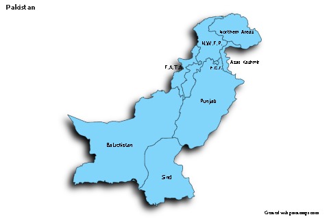 Sample Maps for Pakistan (blue,shadowy)