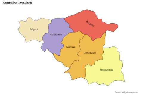 Mapas de muestra para Samtskhe-Javakheti (coloreado)