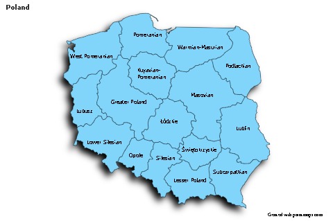 Sample Maps for Poland (blue,shadowy)