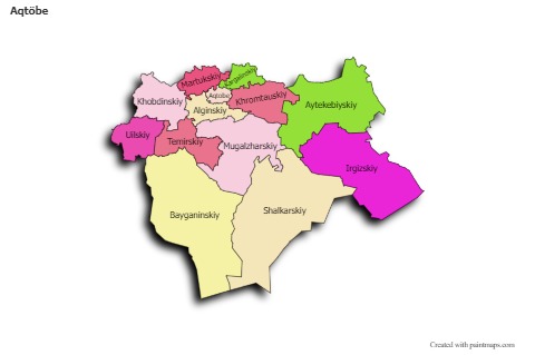 Sample Maps for Aqtöbe (colored,shadowy)