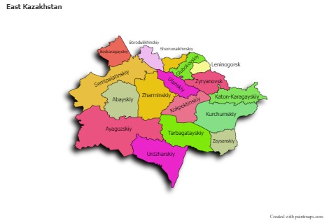Contoh Peta untuk East Kazakhstan (berwarna,bayangan)