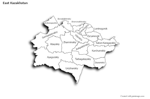 Contoh Peta untuk East Kazakhstan (hitam-putih,bayangan)