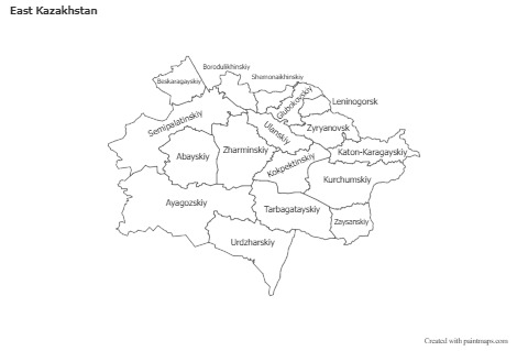Contoh Peta untuk East Kazakhstan (hitam-putih)