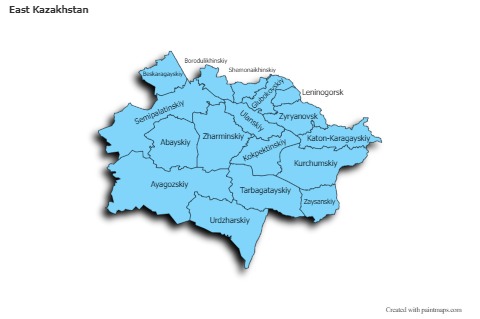 Contoh Peta untuk East Kazakhstan (biru,garis luar,bayangan)