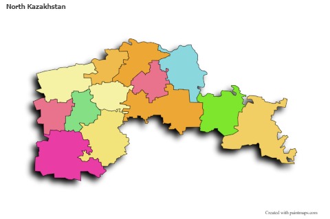 Mapas de muestra para Kazajistán Septentrional (coloreado,sombrío)